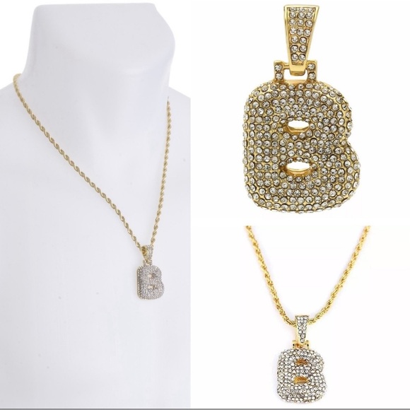 ☃️BOGO50%☃️ 🆕✨GOLD B✨BUBBLE LETTER INITIAL NECKLACE - Picture 4 of 12